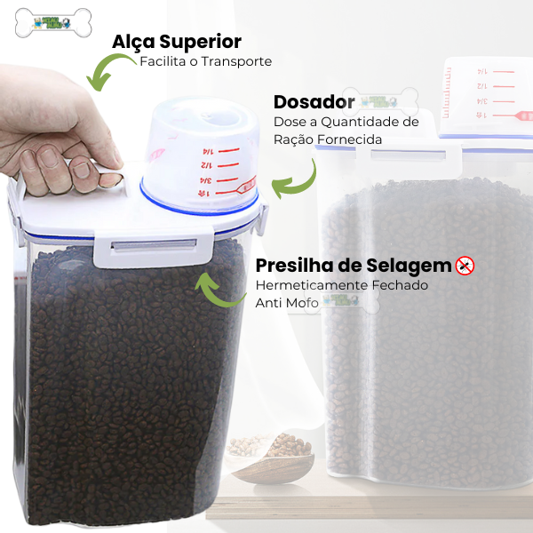 Kit Dosador e Armazenador de ração pet - Compre 1 e Leve 2