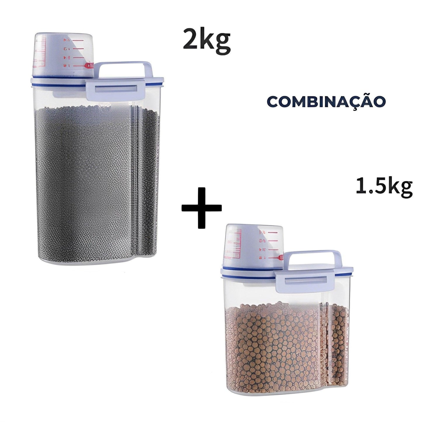 Kit Dosador e Armazenador de ração pet - Compre 1 e Leve 2